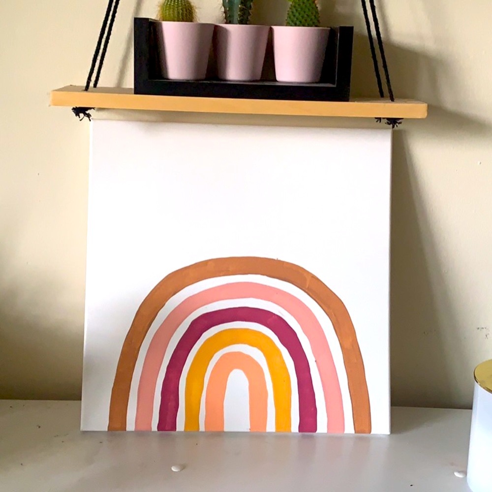 Bohemian Rainbow Wall Art—homemade canvas painting
